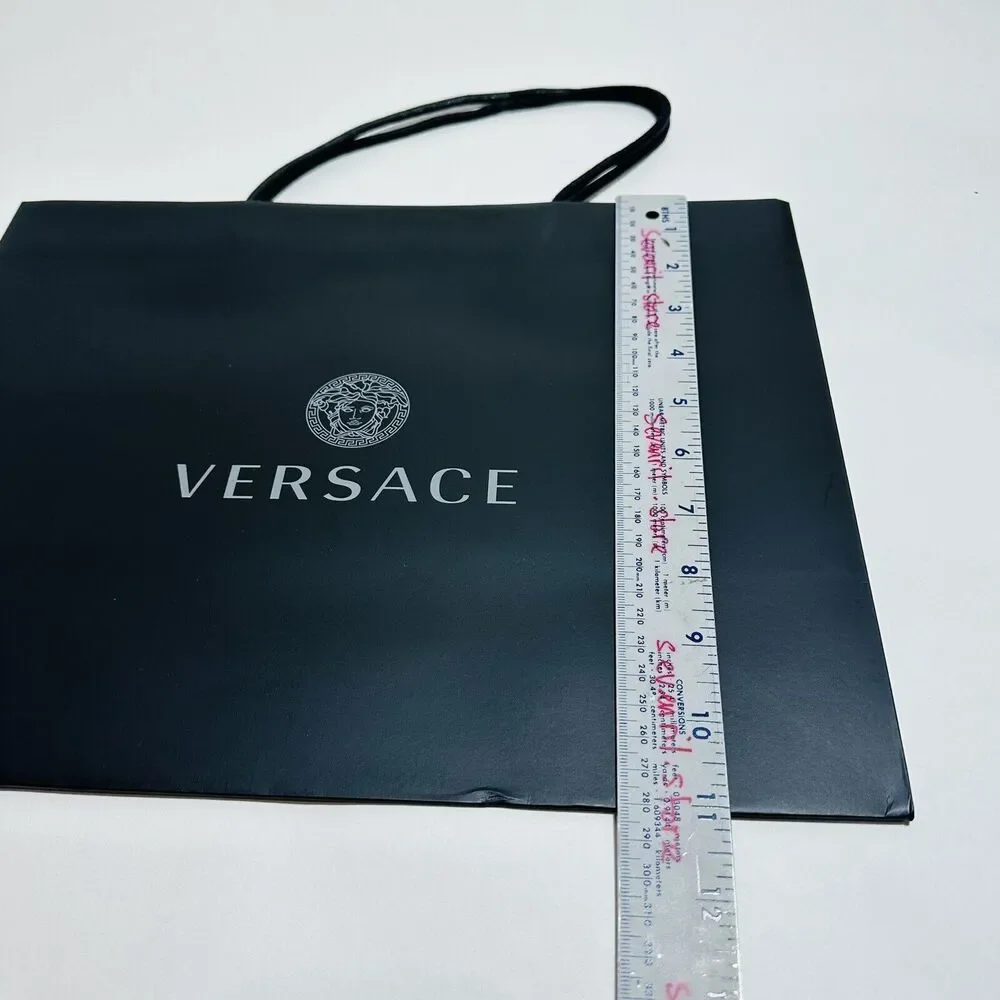 Versace 14”x11”x6.25” Authentic Black Shopping Paper Bag Gift Tote Medium